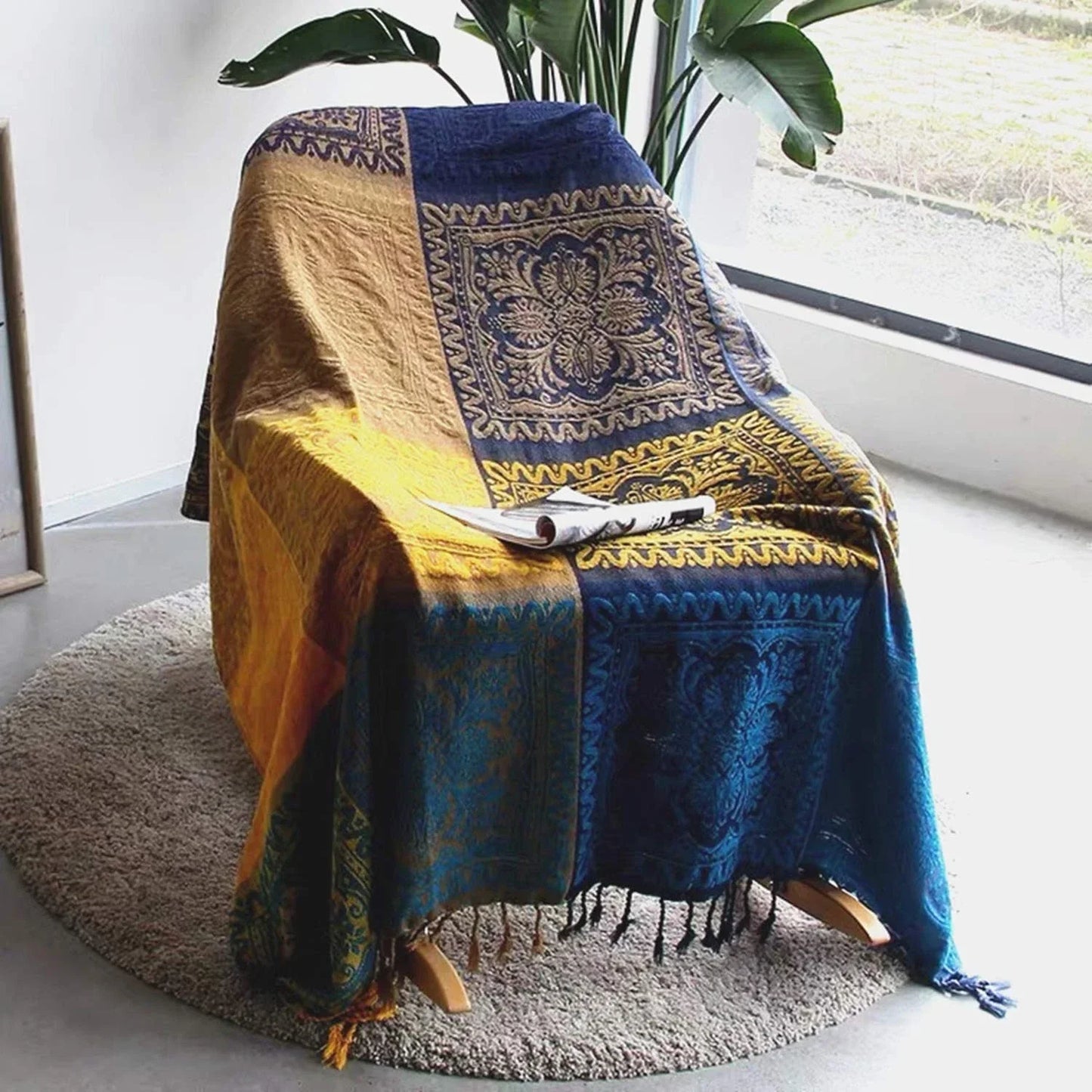 Morocco Chenille Couch Cover Blanket